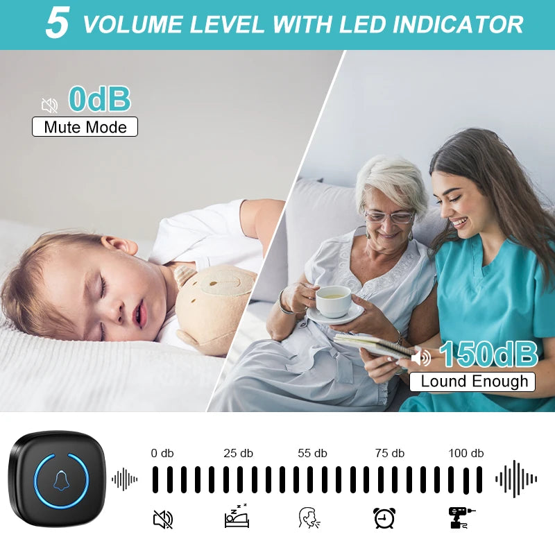 Moktan Sabai Wireless Doorbell Long Range 300M Smart Door Chime with 60 Melodies Plug-In Receiver