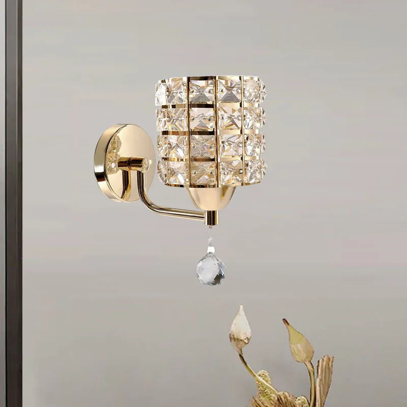 Moktan Sabai Crystal Wall Lamp – Gold/Silver Decorative Sconce Light for Bedroom & Living Room Gold no switch