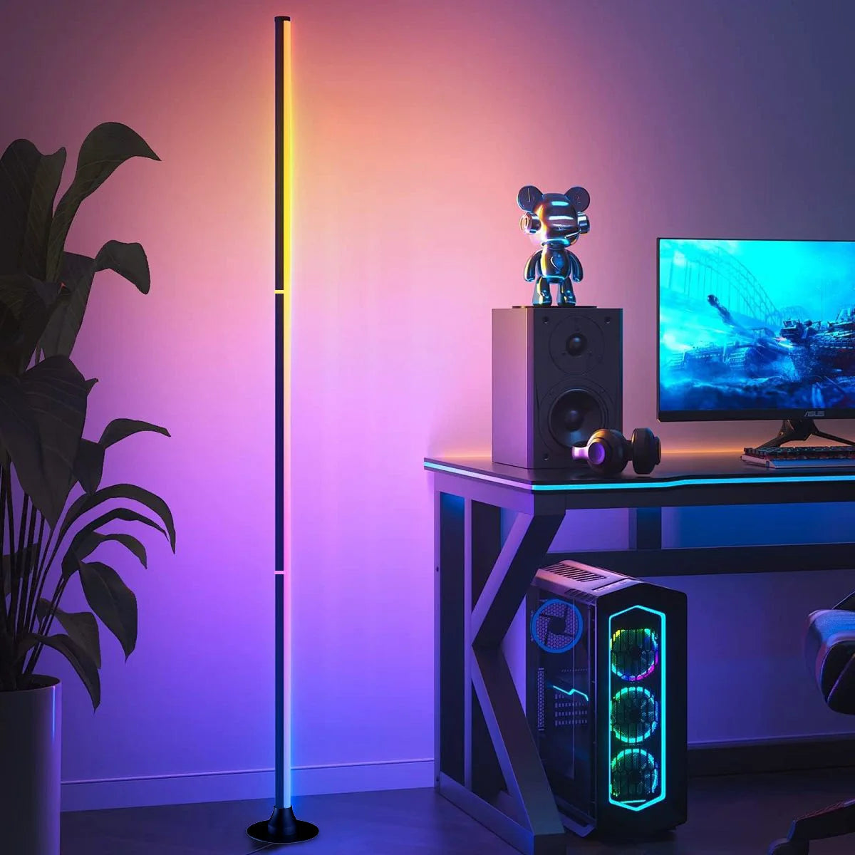 Moktan Sabai Smart RGB LED Floor Lamp App Control Music Sync Corner Light with Timer