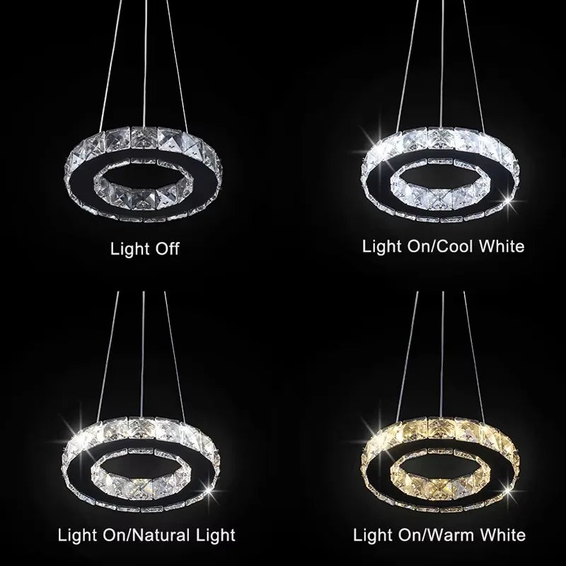 Moktan Sabai Modern LED Crystal Pendant Light Single Hanging Lamp for Bedroom Home Decor