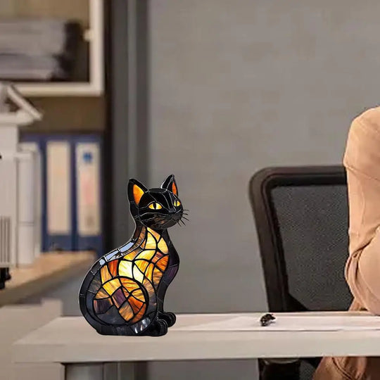 Moktan Sabai 3D Retro Magic Stained Glass Cat Lamp Nightstand LED Multi-Color Cute Gift 2025