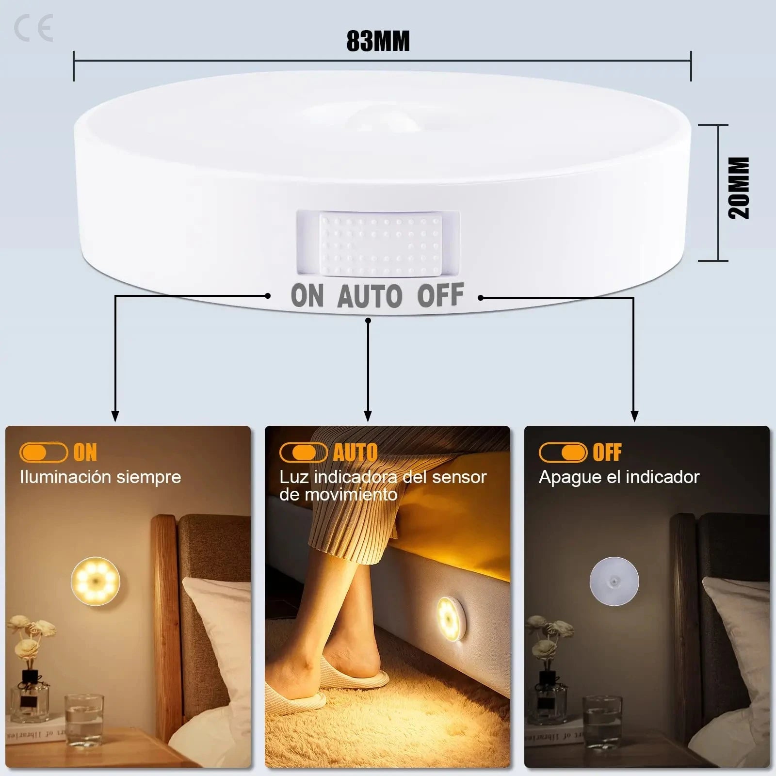 Moktan Sabai Motion Sensor Magnetic LED Night Light USB Rechargeable Wireless Closet Cabinet Lamp