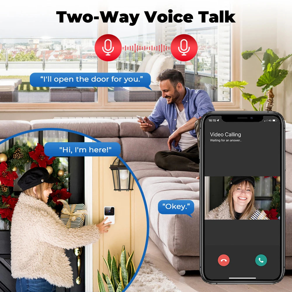 Moktan Sabai Wireless Smart Video Doorbell WiFi Security Camera Night Vision 2 Way Audio