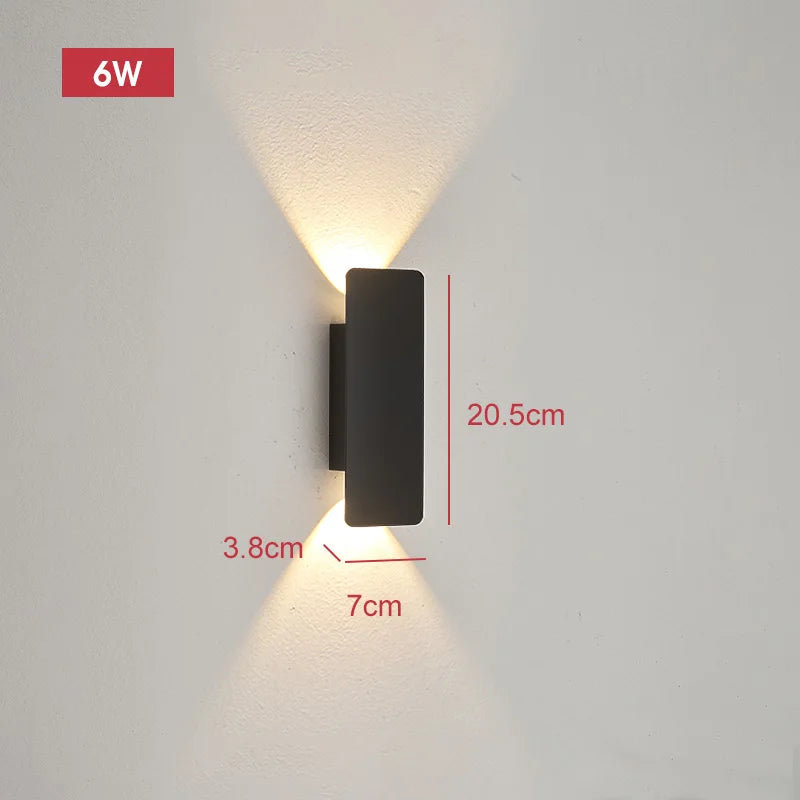 Moktan Sabai Outdoor Waterproof Wall Light – 18W LED Black Aluminum Exterior Lamp for Bedroom