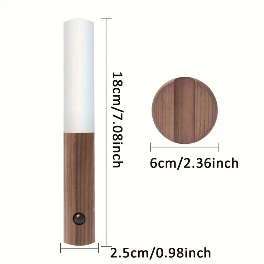 Moktan Sabai Rechargeable Motion Sensor Wall Sconce – Magnetic Wooden Night Light for Bedroom