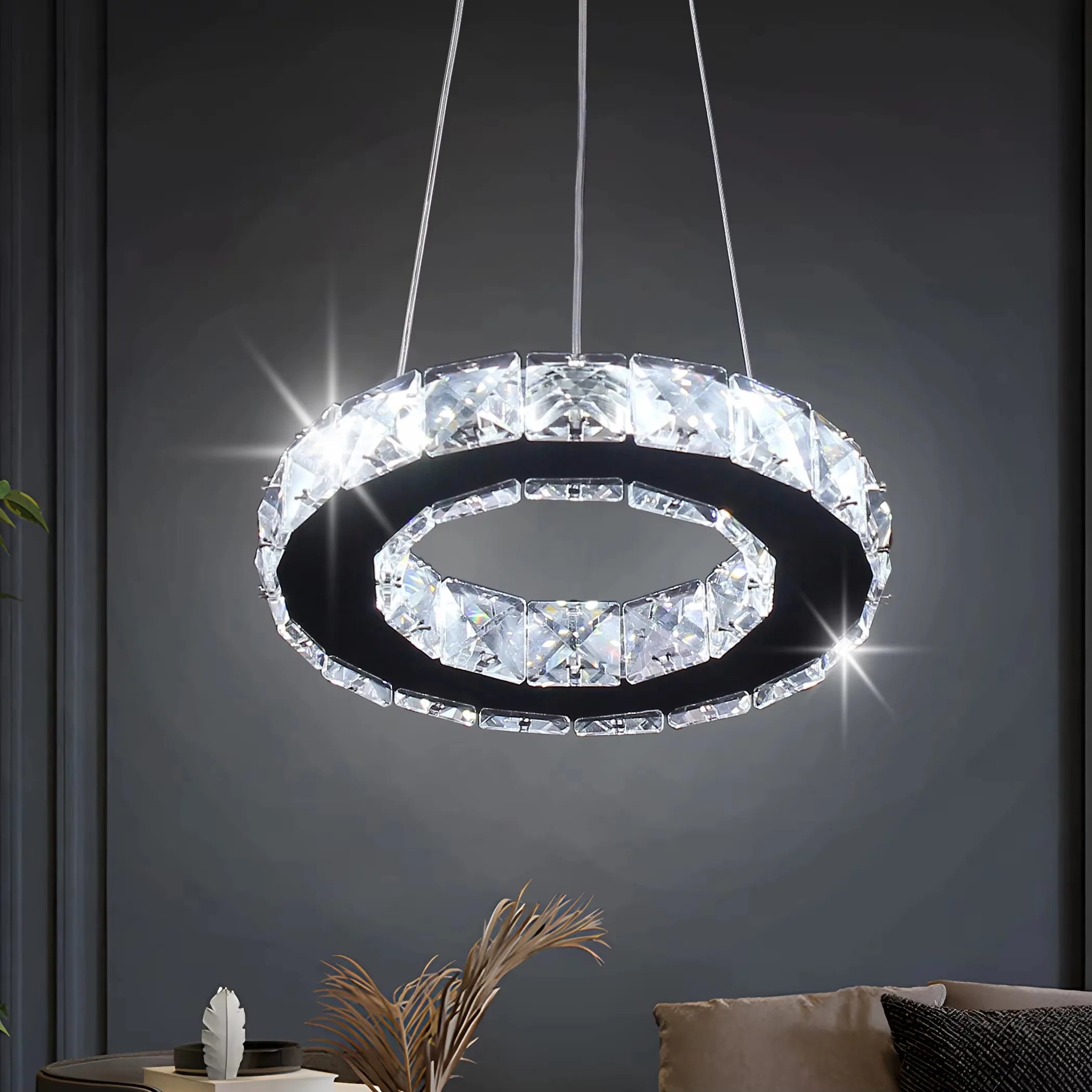 Moktan Sabai Modern LED Crystal Pendant Light Single Hanging Lamp for Bedroom Home Decor White light Base ceiling 120mm