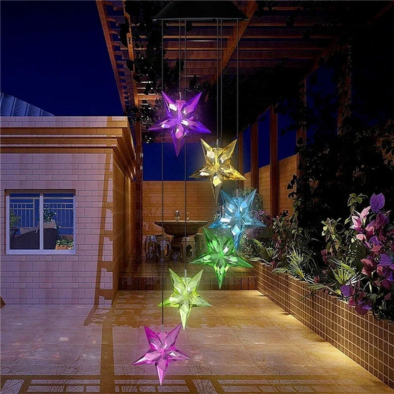 Moktan Sabai Solar LED Wind Chime Crystal Ball Color Changing Garden Hanging Light