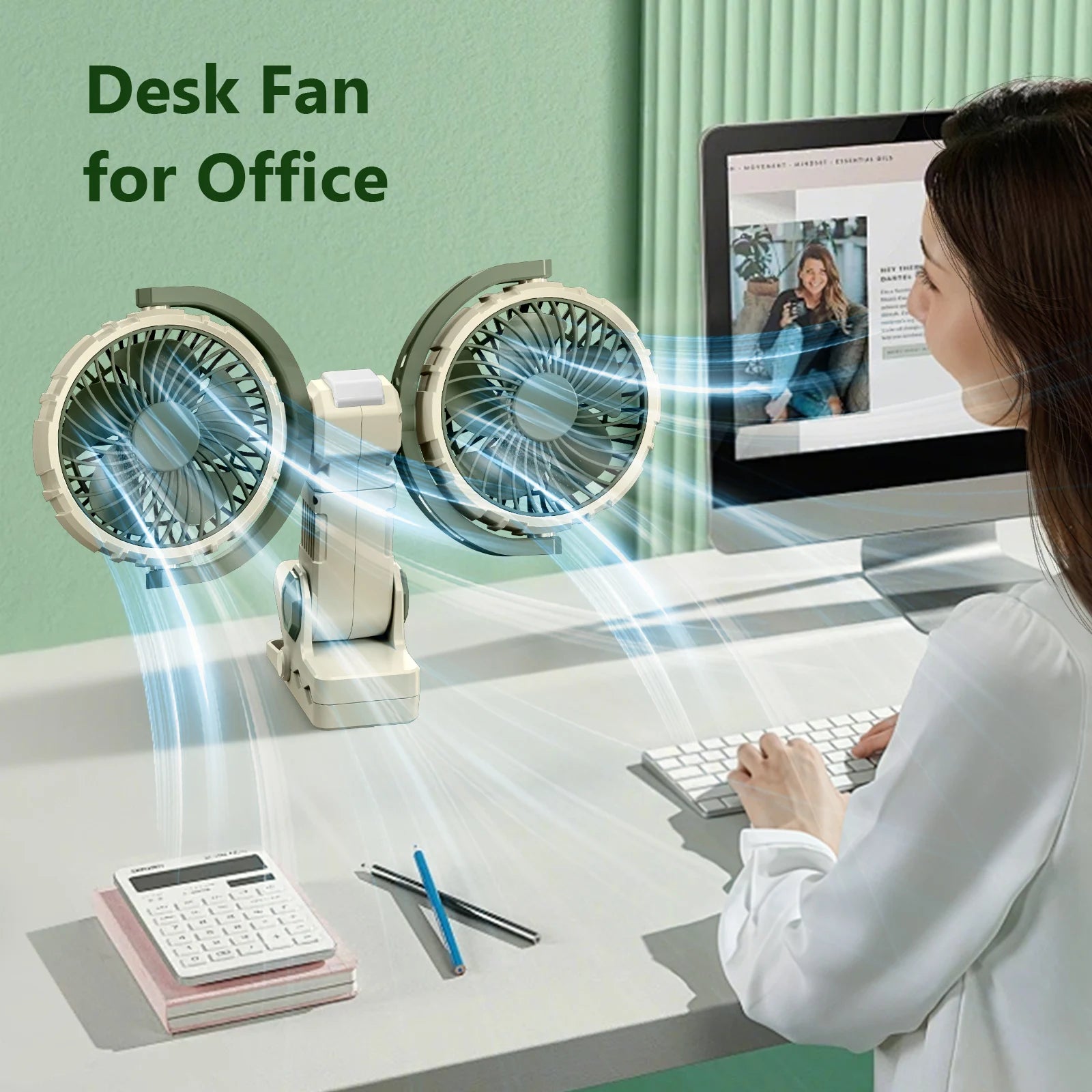 Moktan Sabai Cool Breeze | Portable Car Fan with Dual Heads & Rechargeable Battery | Adjustable Speed for Comfortable Travel