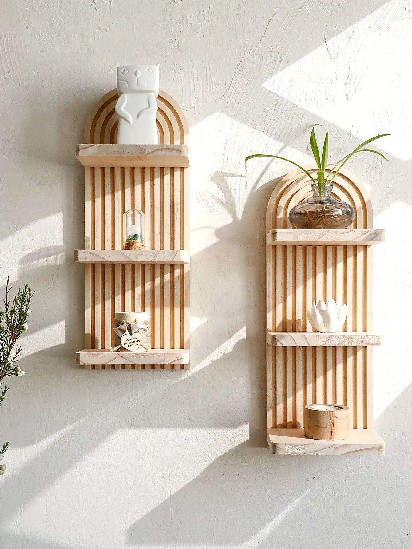 Moktan Sabai Boho Arch Wall Shelf | 3 Tier Floating Storage Shelf