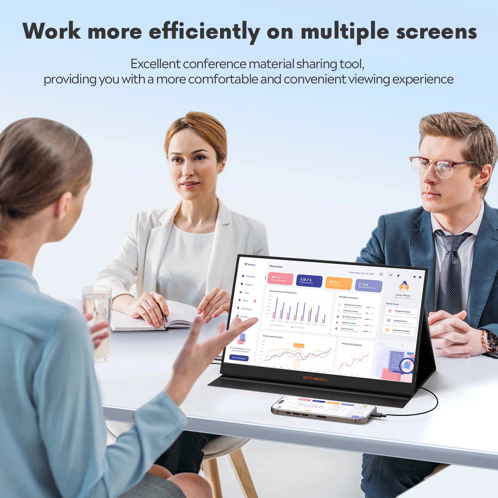 Moktan Sabai 15.6" Portable Monitor GTMEDIA S15 FHD USB-C HDMI Laptop PC Gaming Second Screen