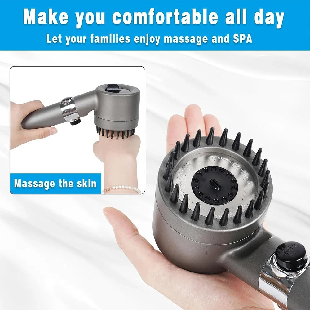 Moktan Sabai High Pressure Handheld Shower Head 3 Modes Filter Spa Spray with ON/OFF Water Save