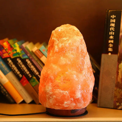 Himalayan Salt Lamp 7 Color USB Night Light Wooden Base Table Lamp for Bedroom