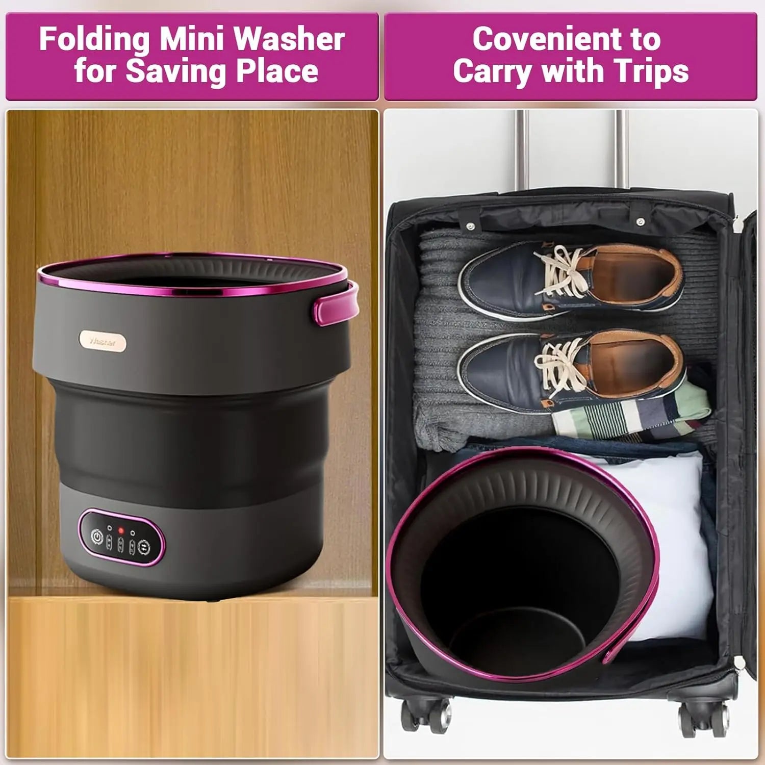 Moktan Sabai Portable 13L Mini Washing Machine Foldable with Spin Basket 4 Modes for Baby Clothes