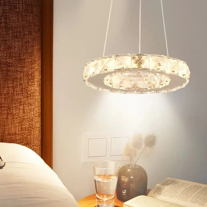Moktan Sabai Modern LED Crystal Pendant Light Single Hanging Lamp for Bedroom Home Decor