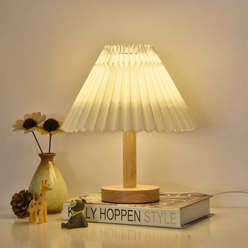 Moktan Sabai Nordic Pleated LED Table Lamp Foldable USB DIY Bedside Night Light Home Decor