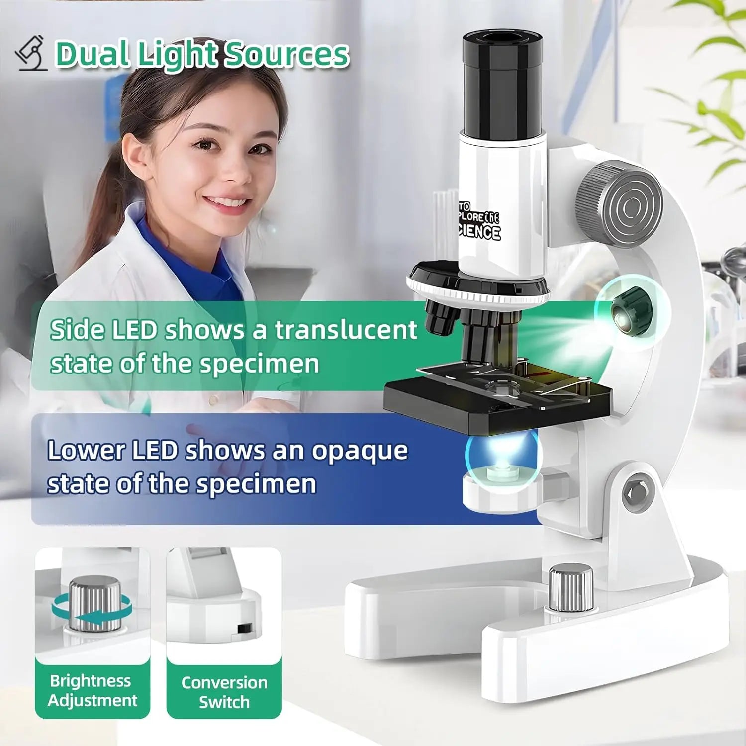 Moktan Sabai 4800X Digital Microscope for Kids Elementary Science Biology Learning