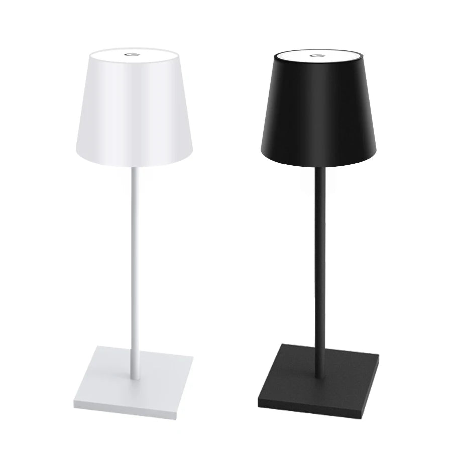 Moktan Sabai LED Table Lamp | 3 Level Dimmable Wireless Touch Desk Light USB Rechargeable Lamp Black And White