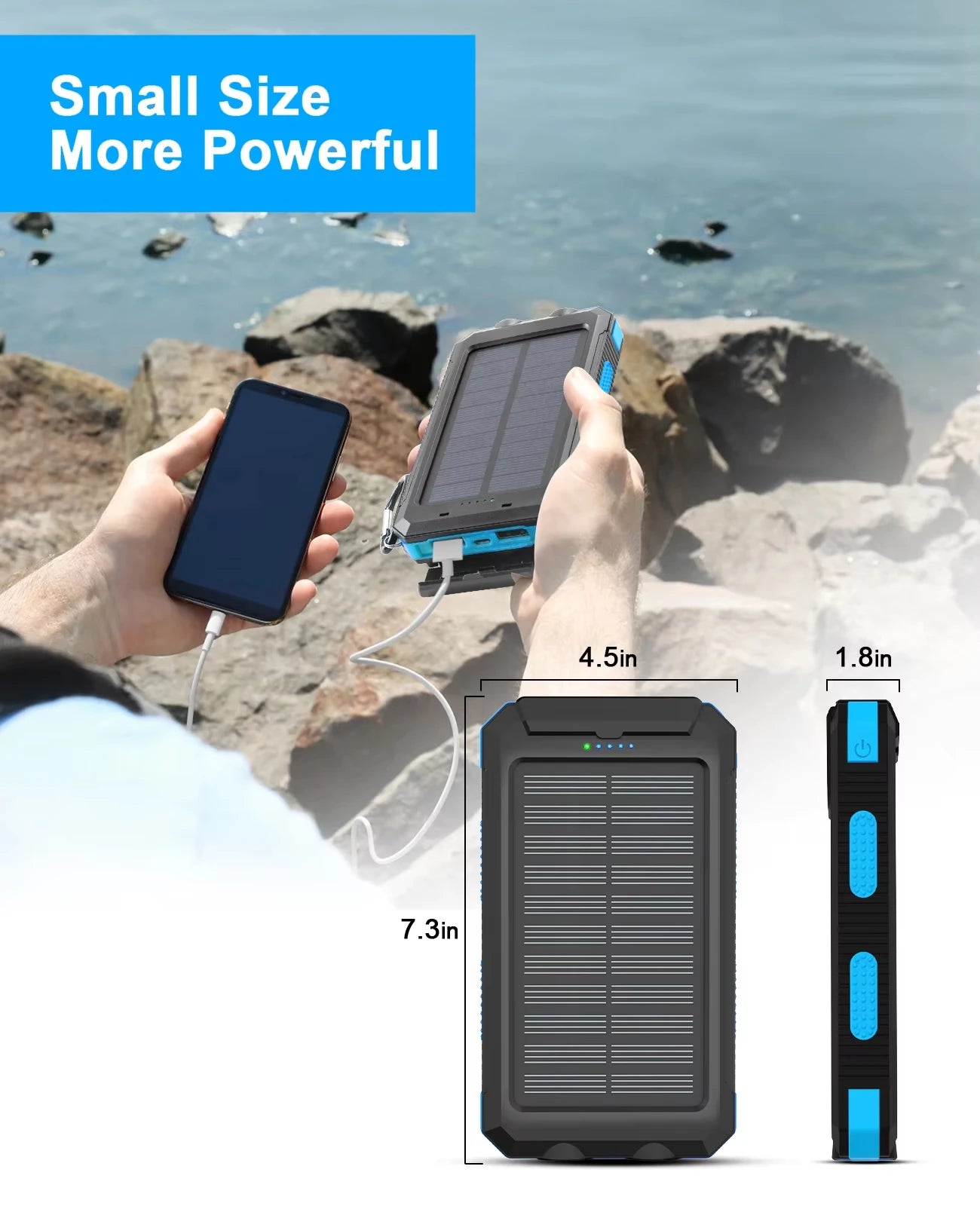 Moktan Sabai Gaiaray 30000mAh Solar Power Bank Dual USB Waterproof LED Outdoor Travel Charger