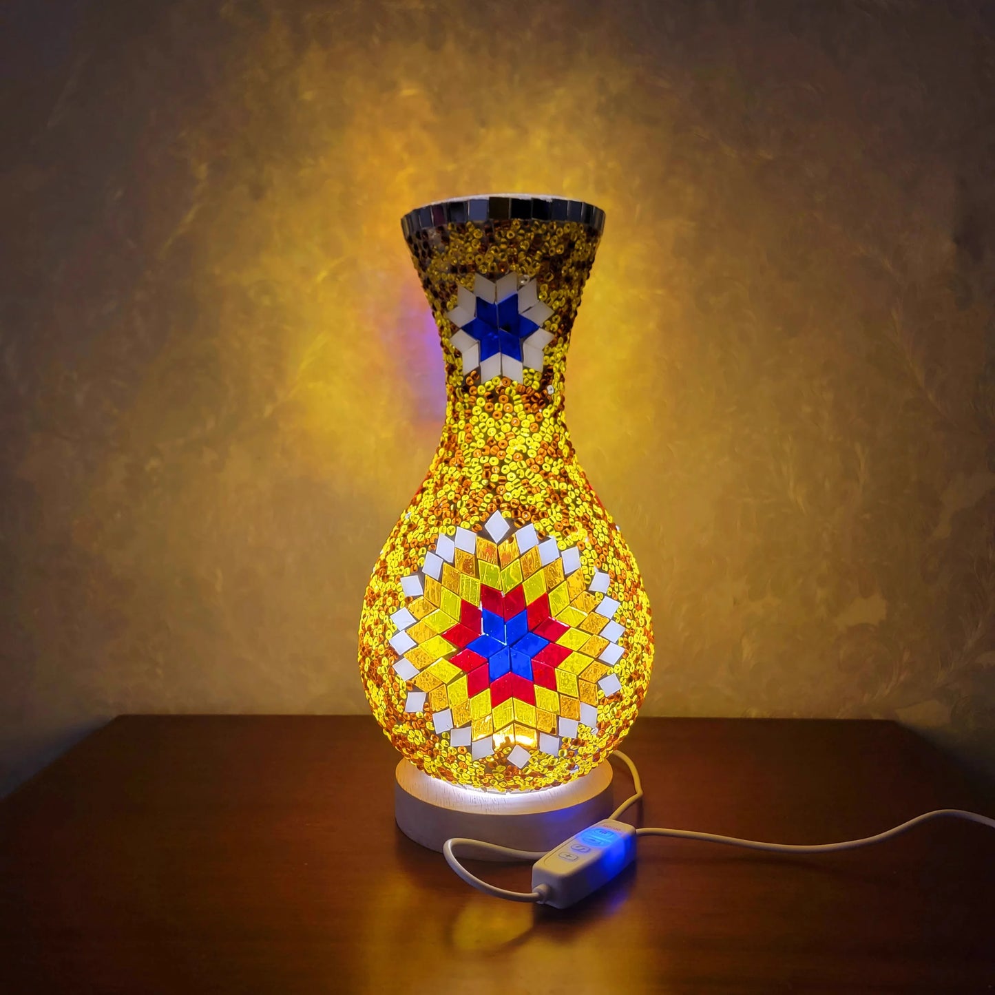 Turkish Mosaic Table Lamp Hand Inlaid Glass Mediterranean Bedroom Living Room Decor
