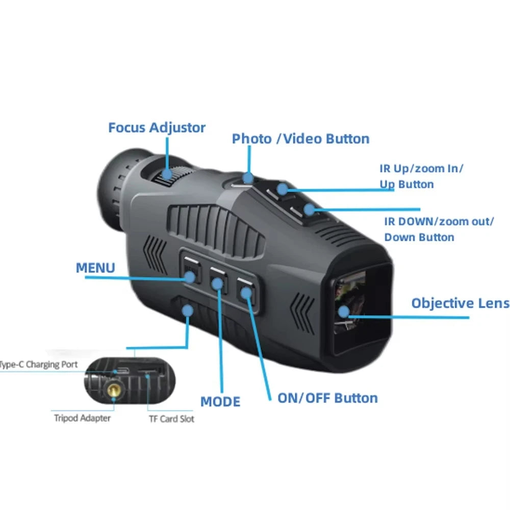 Moktan Sabai 1080P Night Vision Monocular with Infrared Zoom HD Hunting Telescope for Day/Night Use