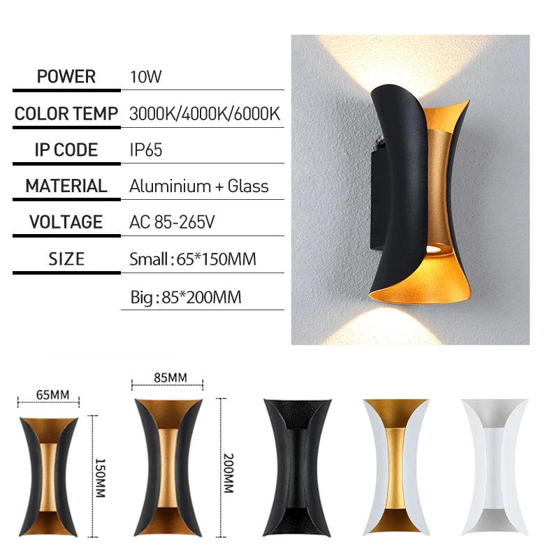 Moktan Sabai IP65 LED Outdoor Wall Light – 6W/10W Waterproof Aluminum Sconce for Porch Garden