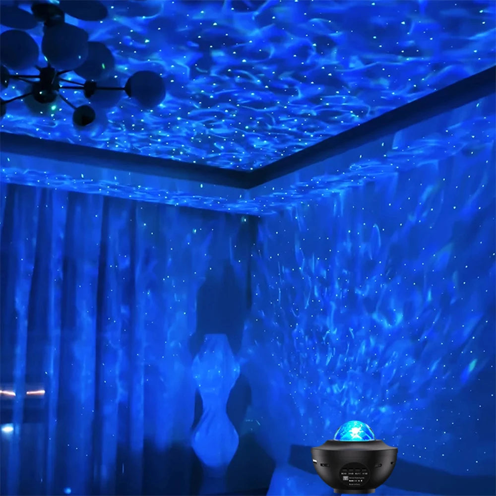 Moktan Sabai Galaxy Projector Starry Sky Night Light with Ocean Wave Music Remote USB for Kids