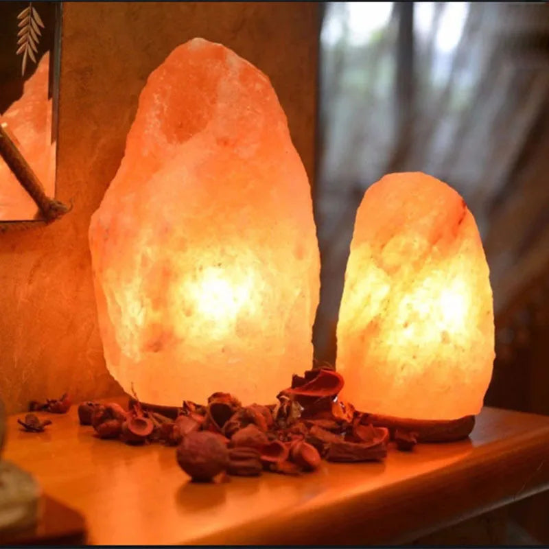Moktan Sabai Himalayan Salt Lamp 7 Color USB Night Light Wooden Base Table Lamp for Bedroom