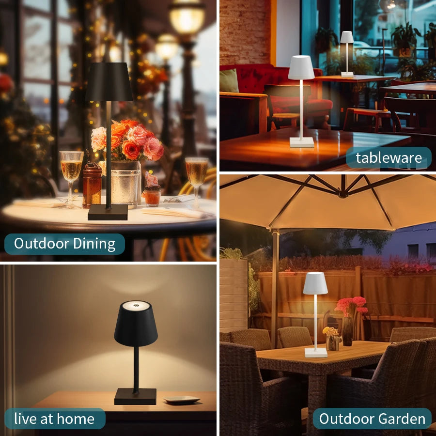 Moktan Sabai LED Table Lamp | 3 Level Dimmable Wireless Touch Desk Light USB Rechargeable Lamp