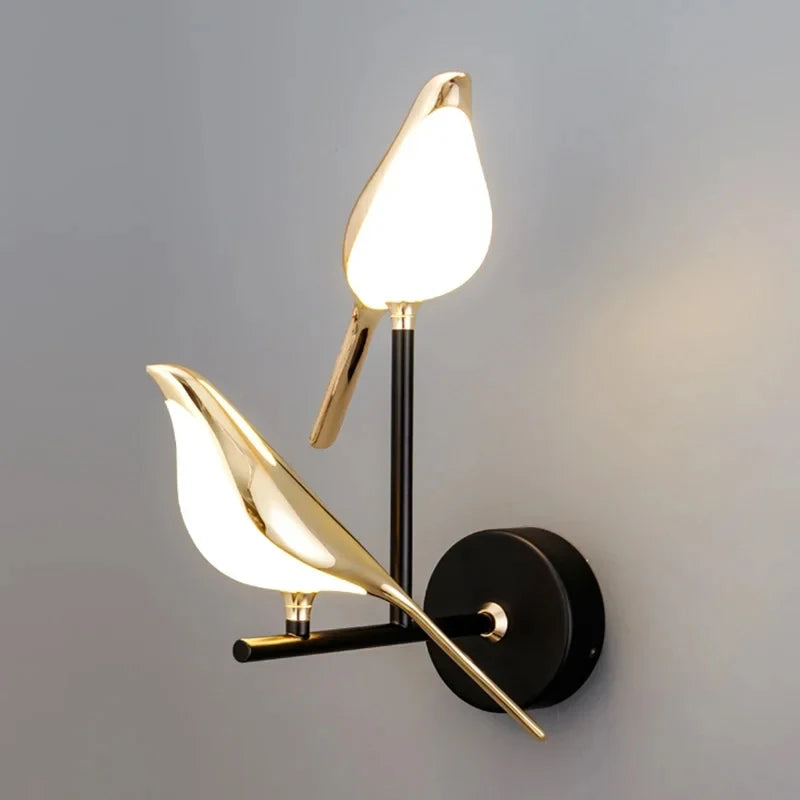 Moktan Sabai Nordic Golden Bird LED Wall Lamp Bedroom Bedside Living Room Bar Decorative Sconce