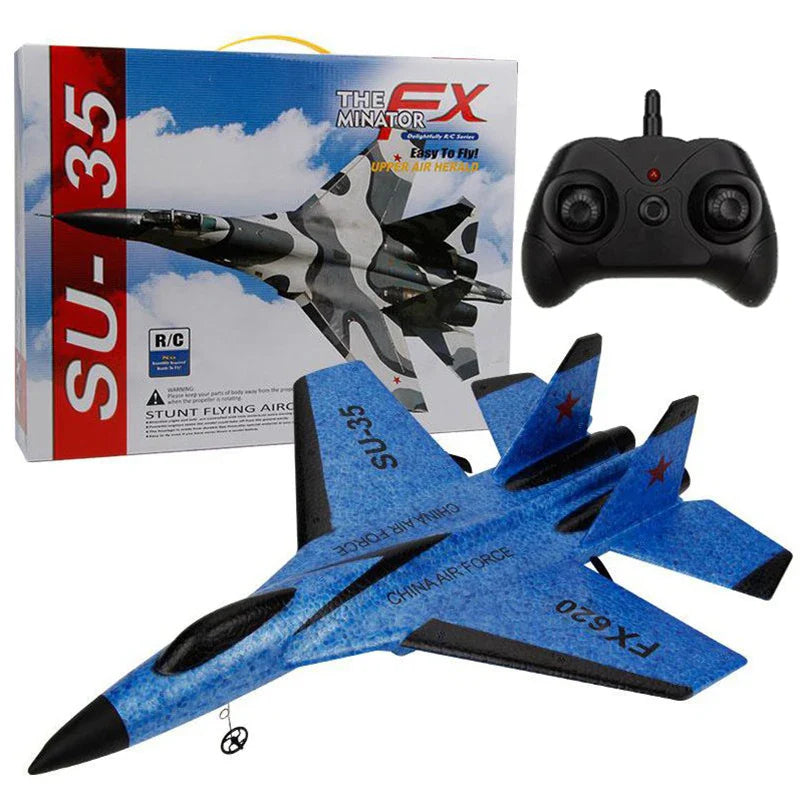 Moktan Sabai Kids RC Airplane 2.4GHz Fighter Jet Glider Remote Control Plane Blue