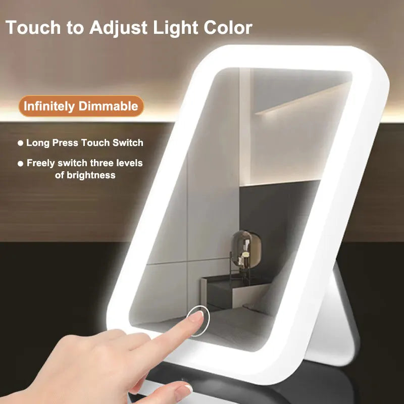 Moktan Sabai LED Vanity Makeup Mirror Touch Screen USB Rechargeable 3 Colors Dimmable Portable