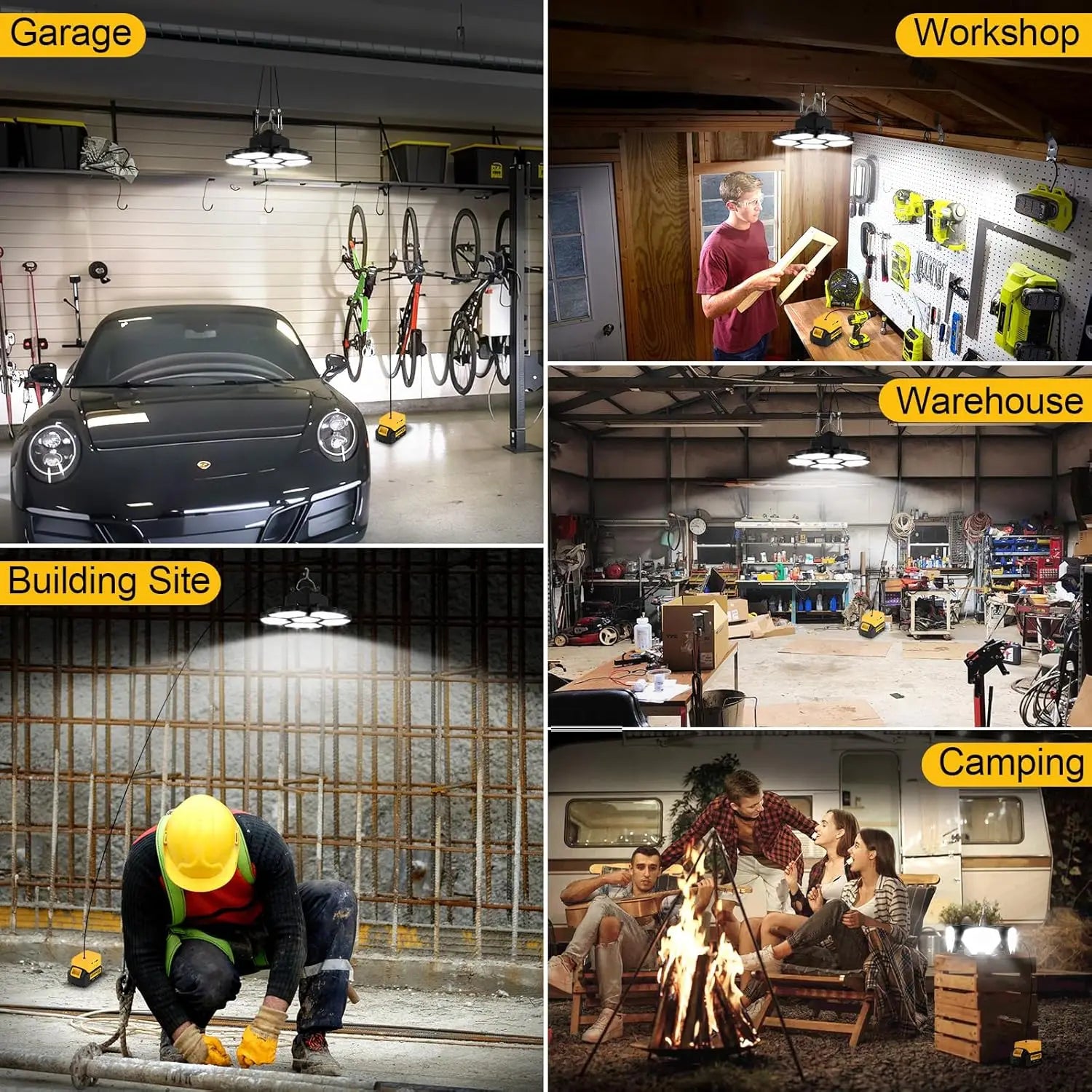 Moktan Sabai Battery Operated LED Work Light 20V Outdoor Camping Garage Emergency Floodlight