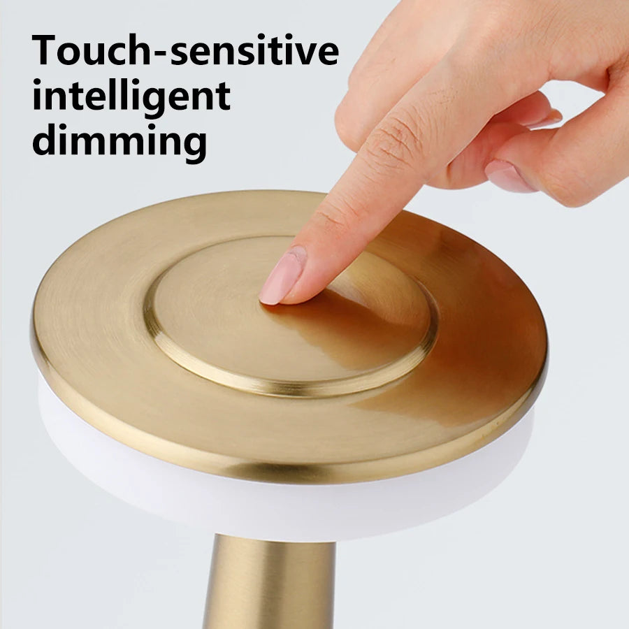 Moktan Sabai LED Metal Touch Table Lamp | Rechargeable Dimmable Night Light for Coffee Bar Decor
