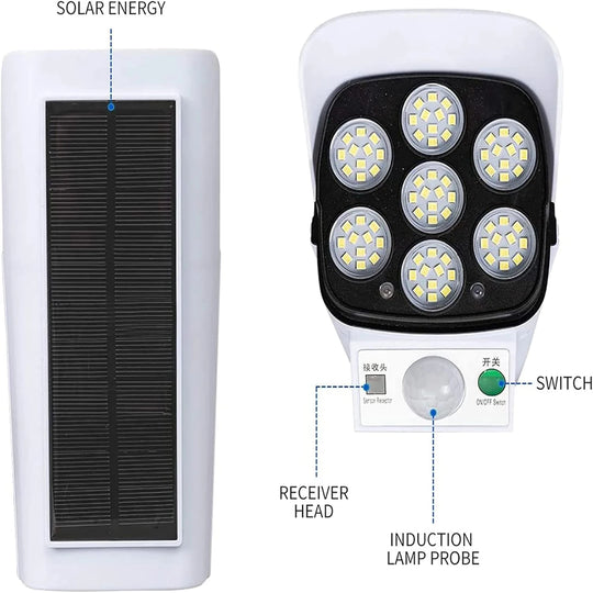 Moktan Sabai 2000LM Solar Motion Sensor Outdoor LED Security Floodlight Wireless 77LED Light