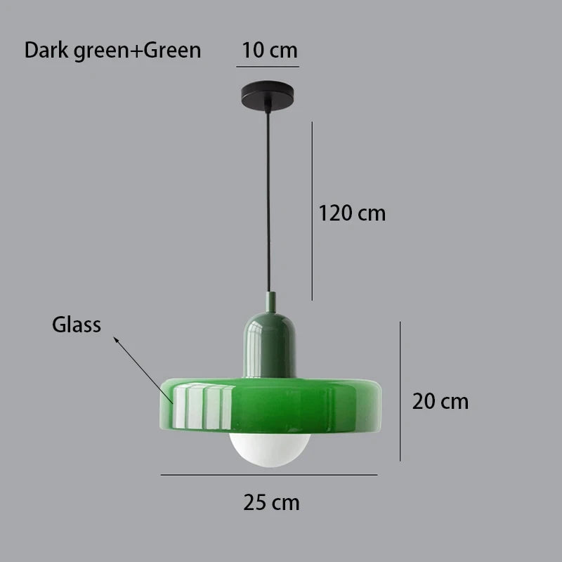 Moktan Sabai Nordic Bauhaus Glass Chandelier – Retro Dining Room Pendant Light for Living Room Green 3 110V