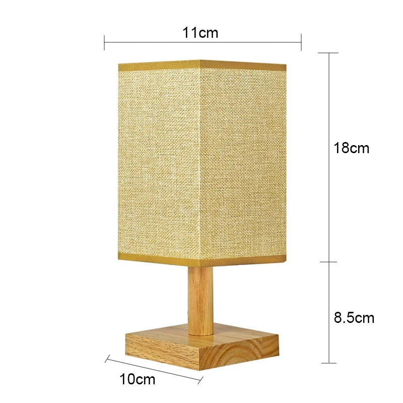 Dimmable LED Bedside Table Lamp Chinese Fabric Shade USB Night Light for Bedroom
