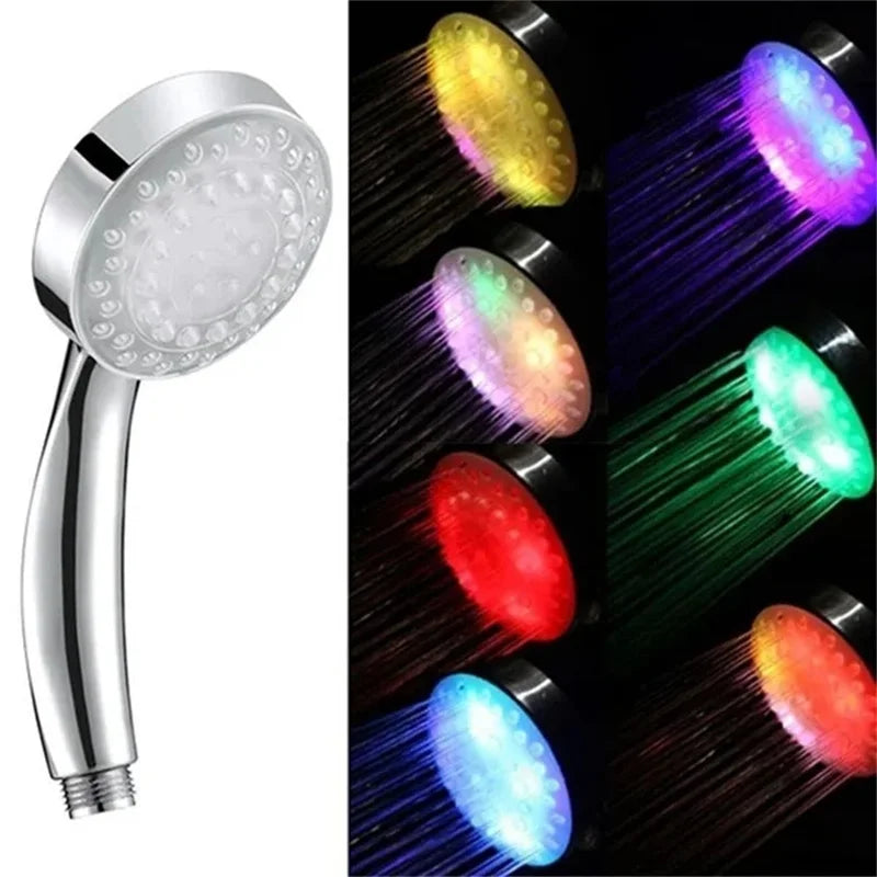 Moktan Sabai 7-Color LED Rainfall Shower Head Water Saving Bathroom Replacement Sprayer
