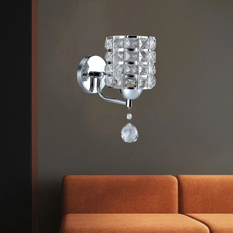 Moktan Sabai Crystal Wall Lamp – Gold/Silver Decorative Sconce Light for Bedroom & Living Room Silver no switch