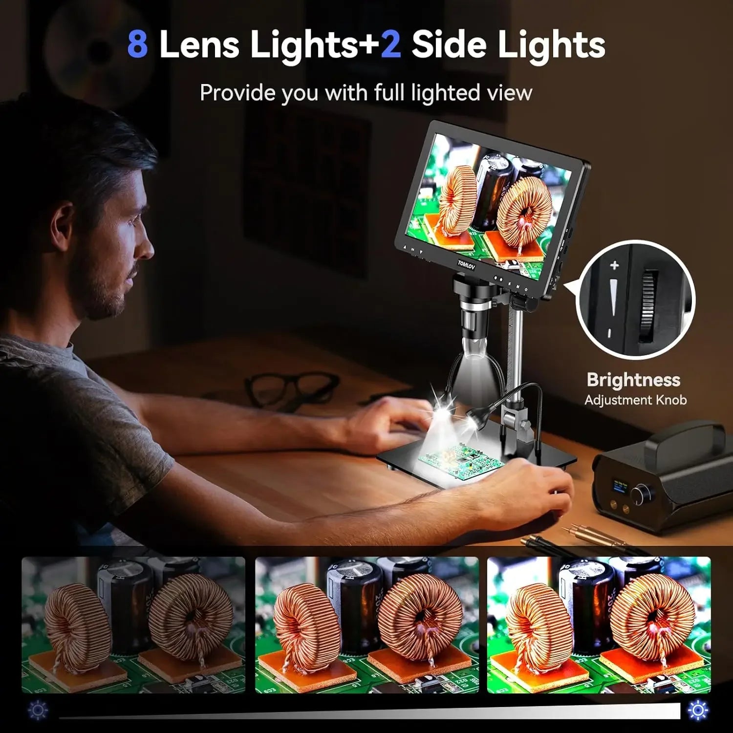 Moktan Sabai HDMI Digital Microscope 1500X 10.1 Inch IPS LCD Coin Soldering Camera