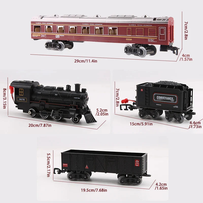 Moktan Sabai Kids Electric Train Set with Steam Smoke Lights Sounds Battery Powered