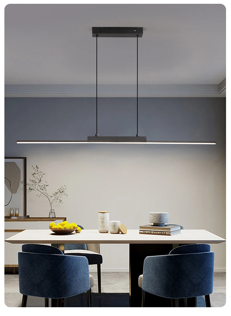 Moktan Sabai Modern Long Pendant Light – Minimalist Dining Room Chandelier for Kitchen & Living