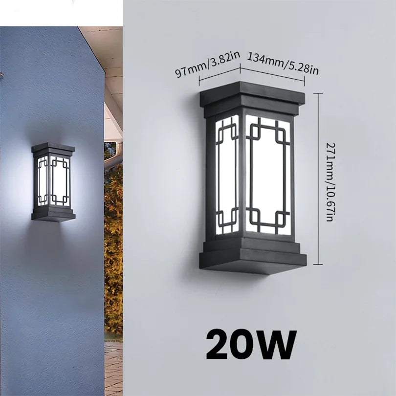 Moktan Sabai LED Outdoor Wall Light – IP66 Waterproof Motion Sensor Lamp for Porch & Garden Radar Motion Sensor Model E 20W Warm White