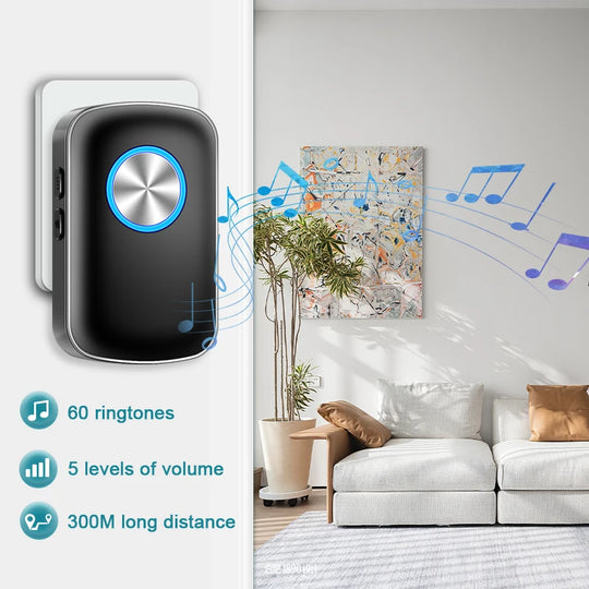Moktan Sabai Wireless Smart Doorbell 300M Range Plug In 60 Melodies LED Light Volume Control