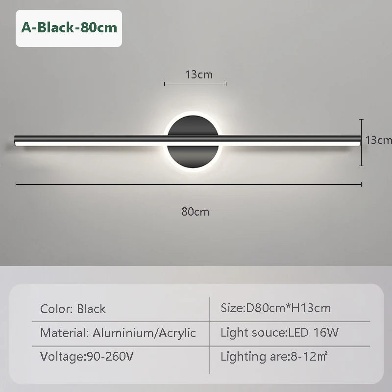 Moktan Sabai LED Mirror Front Wall Light – 40/60cm Gold Black Indoor Lamp for Bathroom & Bedroom