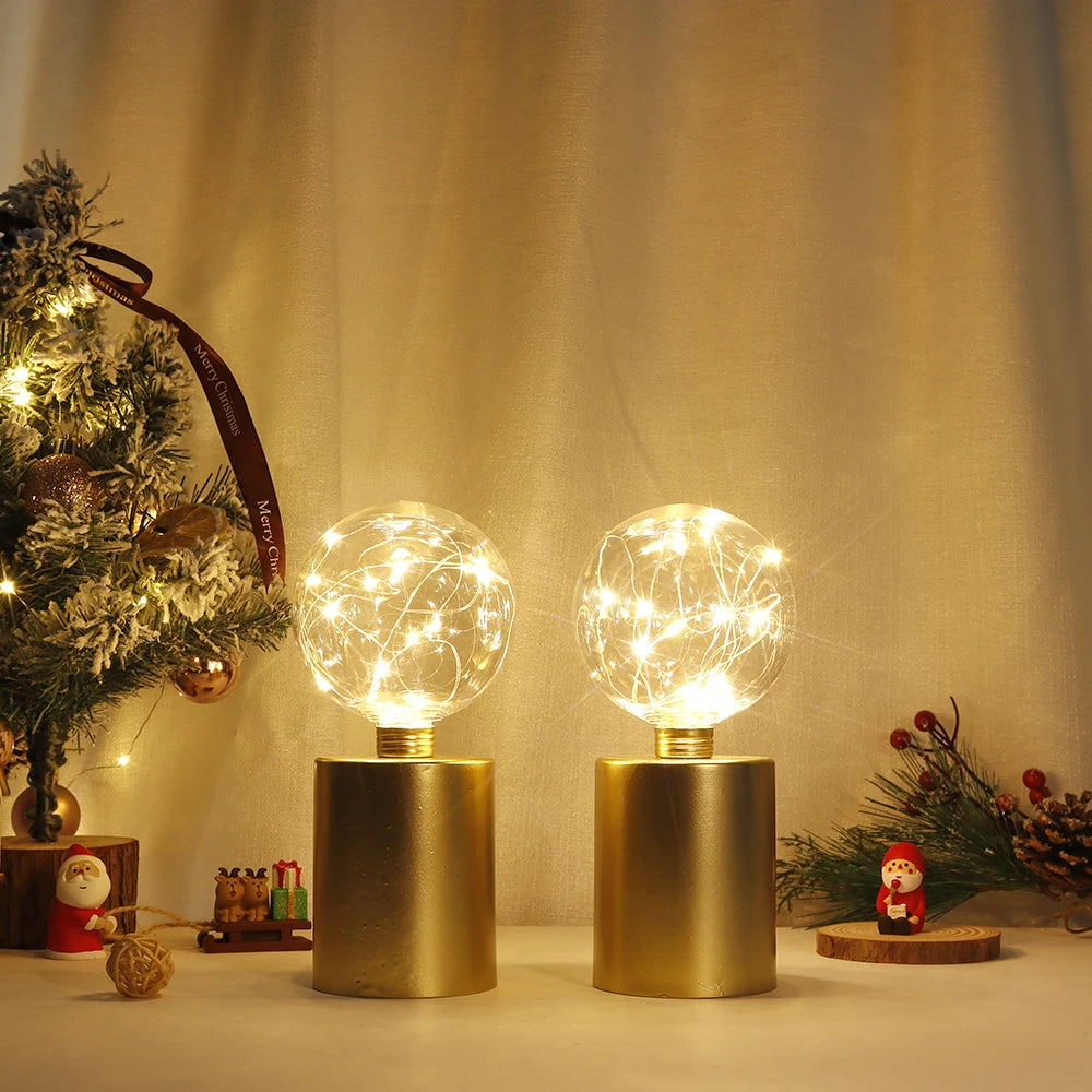 Moktan Sabai 2Pcs Gold Table Lamp Battery Powered Cordless LED Light Bedroom Living Room Decor