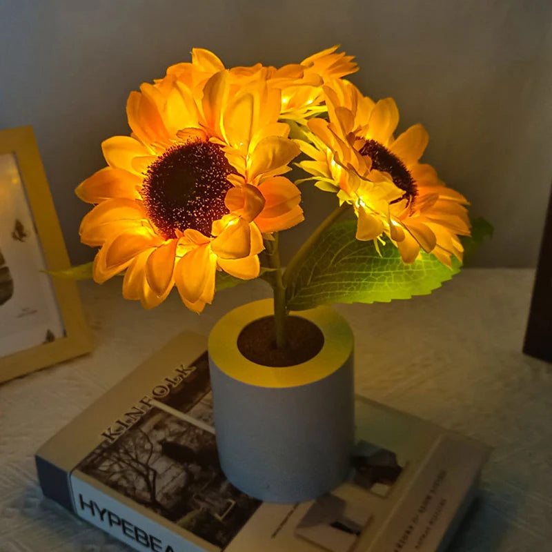 Moktan Sabai Sunflower LED Night Light USB Rechargeable Bedside Table Lamp Kids Room Decor