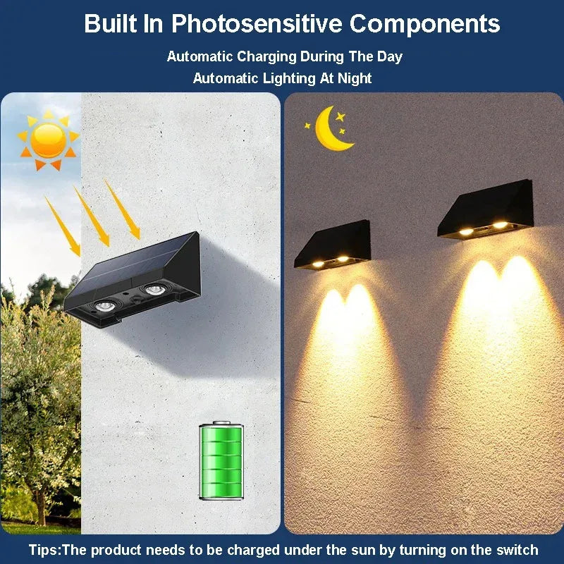 Moktan Sabai Solar Wall Light Outdoor – Waterproof LED Fence Lamp for Garden, Patio & House Sign