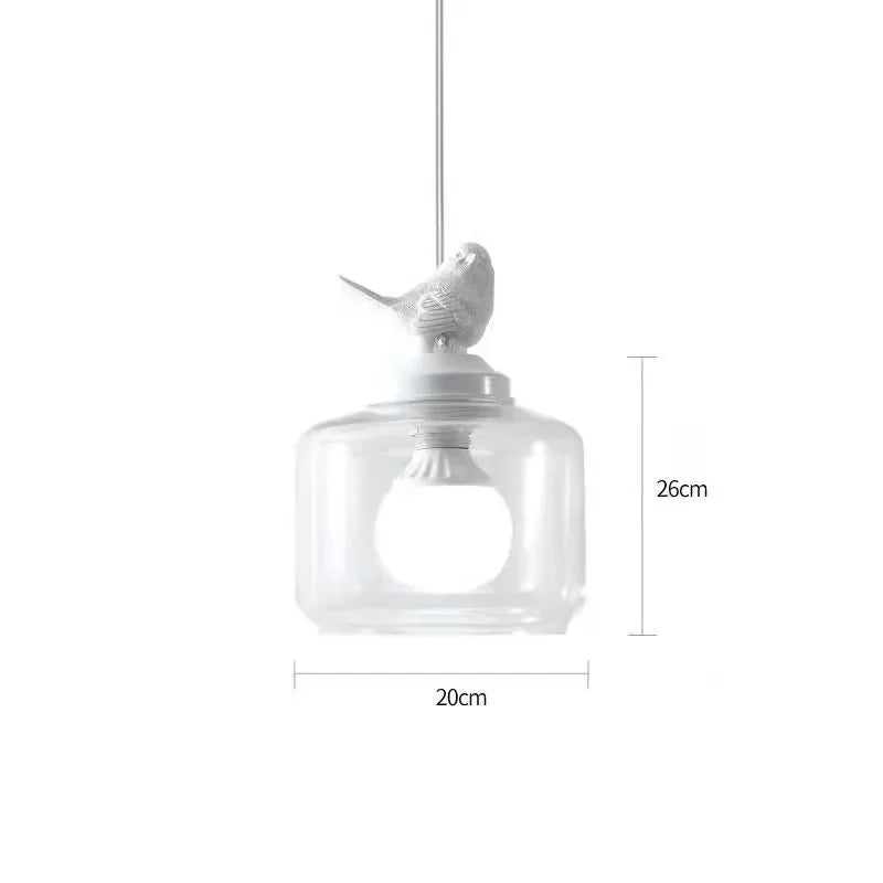 Moktan Sabai Bird Glass Pendant Light E27 Hanging LED Lamp Dining Kitchen Bedroom Decor