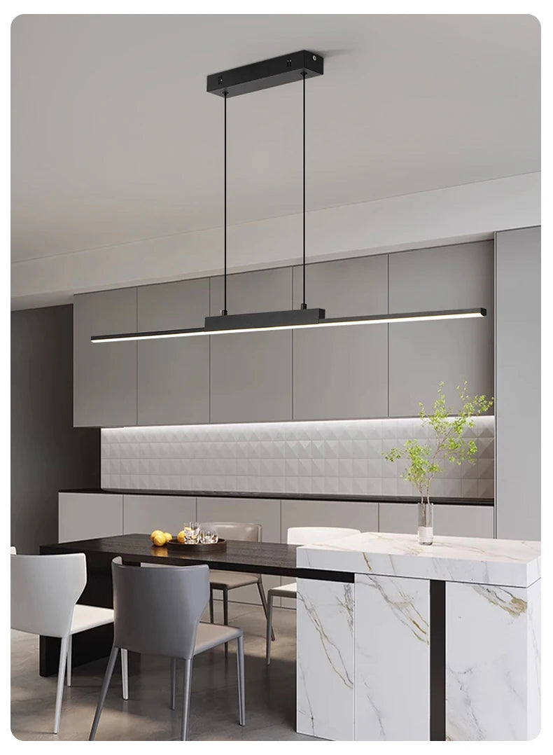 Moktan Sabai Modern Long Pendant Light – Minimalist Dining Room Chandelier for Kitchen & Living