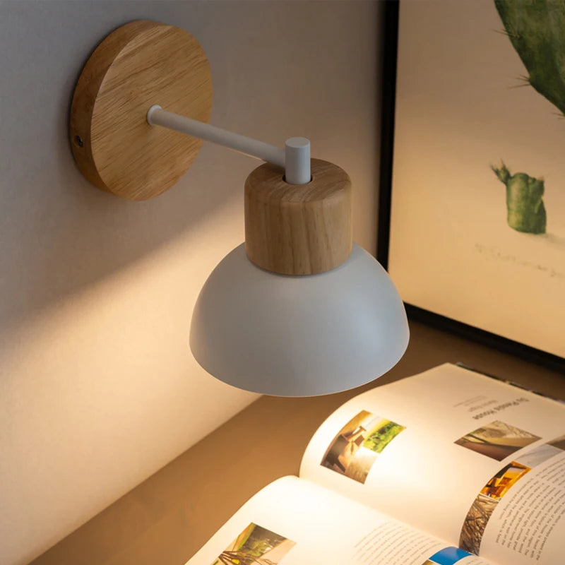 Moktan Sabai Nordic Wood LED Wall Lamp Bedside Sconce for Bedroom Staircase Balcony